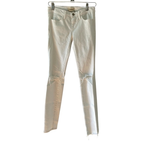 L’Agence Slim White Distressed Jeans Size 25 - Picture 1 of 10
